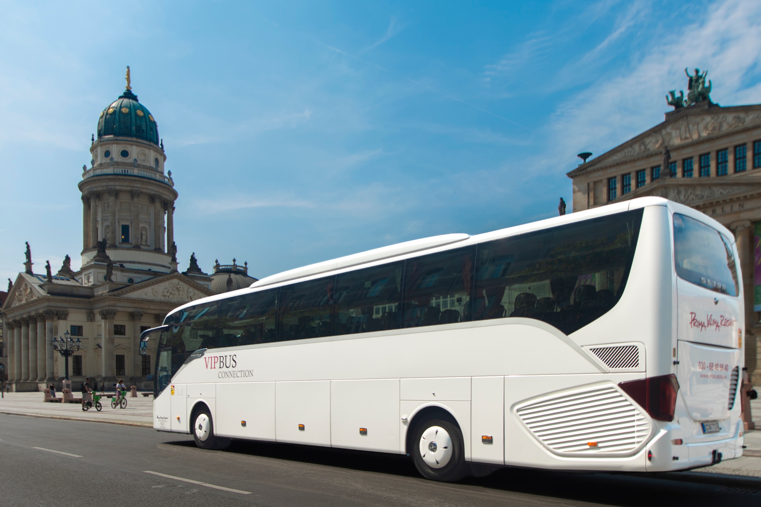 Prima Klima Reisen charter coach at Gendarmenmarkt in Berlin