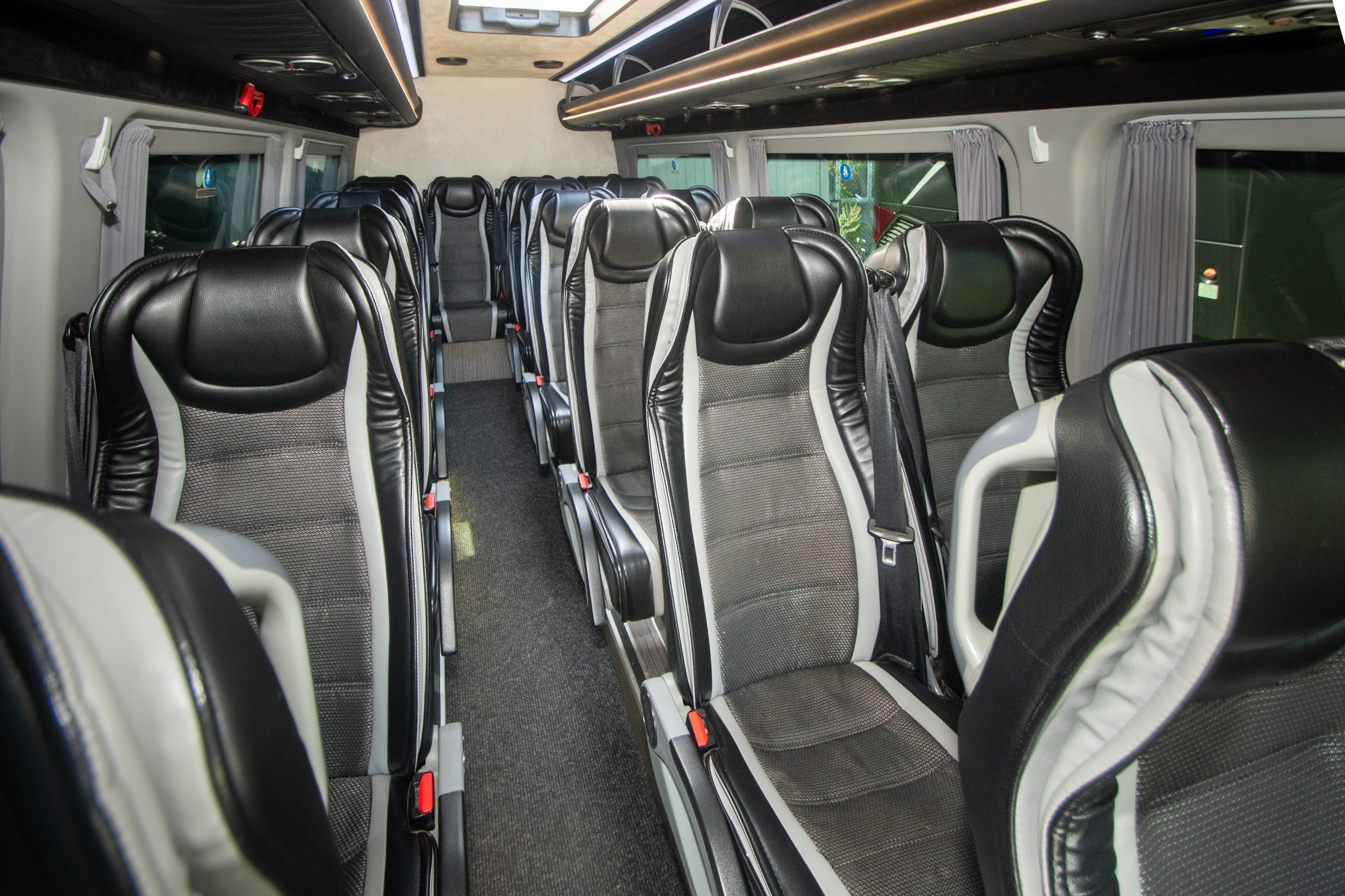 S-Class interior: leather seats along the centre aisle